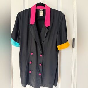 Vintage 80’s Judy Knapp double breasted short sleeve blazer medium